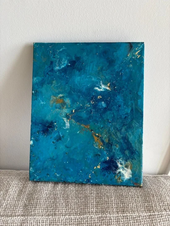 Coastal Serenity- Abstract Resin Art on Canvas 8”x10” - Picture 1 of 17